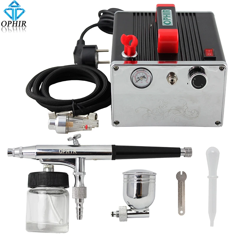 OPHIR Body Paint Black 0.3 mm Dual-Action Airbrush Air Compressor for Nail Art,Temporary Tattoo, Makeup Hobby # AC091+AC005 OPHIR Body Paint Black 0.3 mm Dual-Action Airbrush Air Compressor for Nail Art,Temporary Tattoo, Makeup Hobby # AC091+AC005