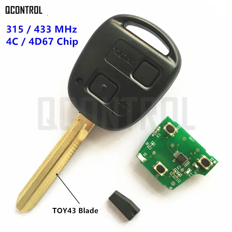 QCONTROL 2 кнопки дистанционного ключа подходит для Toyota Camry Prado Corolla автомобиля 315 МГц/433 МГц 4C/4D67 чип