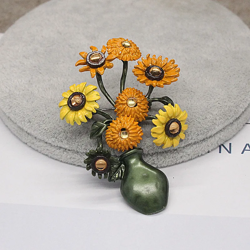 Buy JUJIE Fashion Enamel Sunflower Brooches For Women