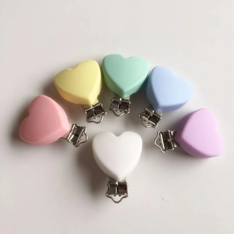 

Chengkai 10pcs Silicone Heart Pacifier Clips DIY Baby Dummy Teether Chain Holder Soother Nursing Teething Craft clips