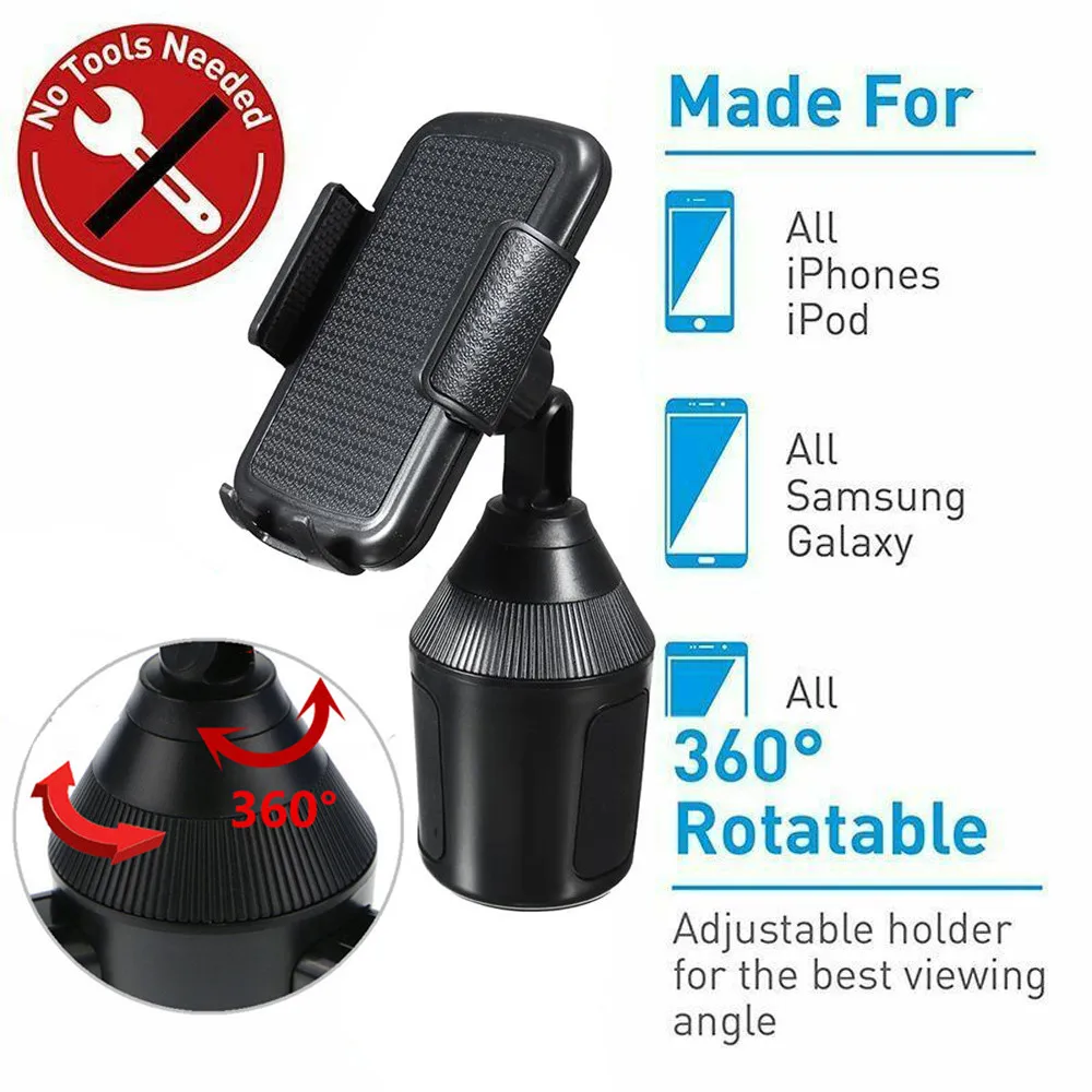 Universal Adjustable Cup Holder Car Mount For Cell Phones 360 Degree Adjustable Car Cup Holder