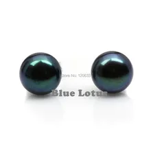 Серебро-ювелирные изделия пресноводных 8-9 мм черный жемчуг серьги шпильки серебро крючок [пара] серьги для женщин стерлингового-серебро-ювелирные изделия