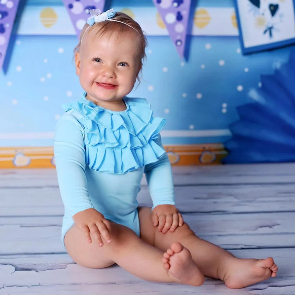 Newborn Infant Baby Girls Long Sleeve Fold Solid Romper Outfits Clothes