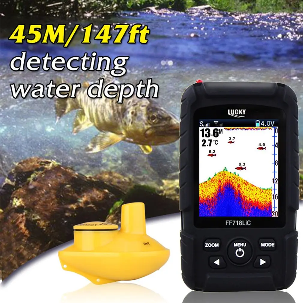 

Lucky Waterproof Fish Finder Monitor with LCD Colored Display Wireless Smart Sonar Sensor Fish Depth Alarm Drop Shipping