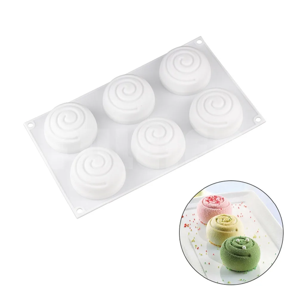 

6 round Thread Holes shape silicone Cake Mold ,3d bread Mousse Chocolate pastry baking molud for cake decoration