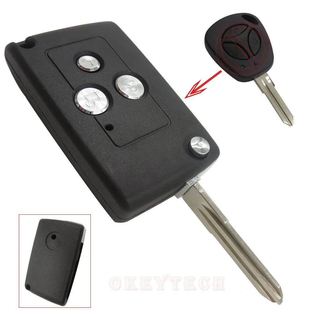 Remote Car Key Case For Lada Blank 3 Buttons Uncut Blade Modified Flip Folding Replacement Key
