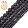 4,6,8,10mm naturel lave roche ronde noir perles en vrac perles en pierre naturelle pour collier à faire soi-même bracelet fabrication de bijoux brin 15