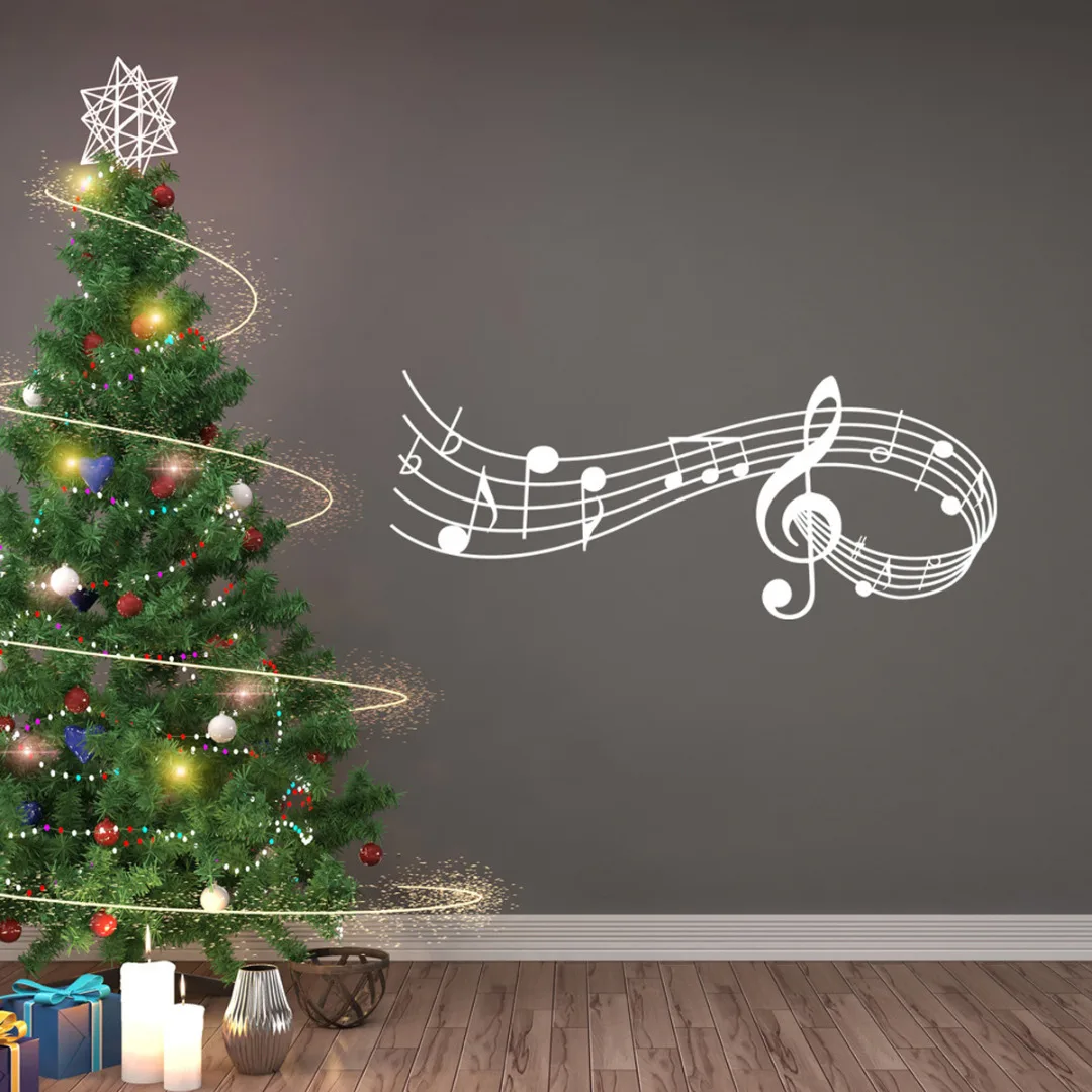 1pcs Music Songs Sound Notes Melody Wall Decal Bedroom Office Christmas Musical Wall Door Window Sticker Decor