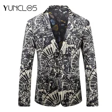 YUNCLOS, приталенный мужской костюм, куртка на одной пуговице, куртка с принтом, мужские вечерние Пиджаки для выступлений, новейший дизайн
