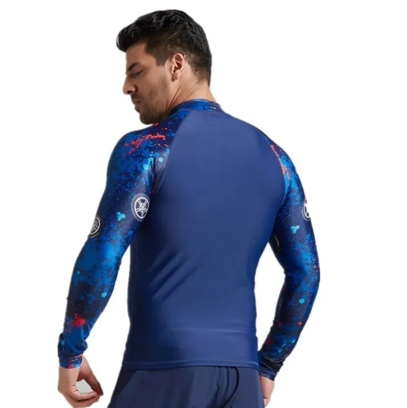 Купальник с длинным рукавом Rashguard для мужчин Rashguard лайкра УФ костюм для серфинга воды Тренажерный зал Спорт парусный плавание футболка гидрокостюм для дайвинга