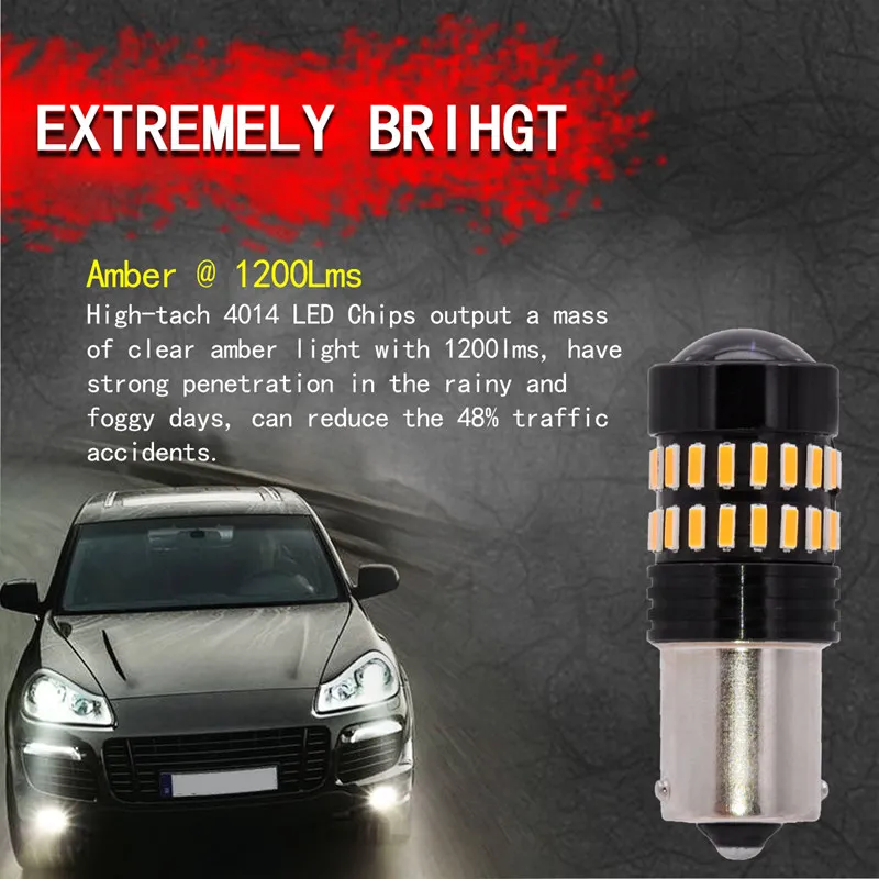 2x P21W Светодиодная лампа для автомобилей 48 Led 4014 SMD супер яркий 1156 Стоп сигнал