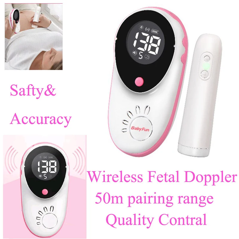 

Wireless Fetal Doppler Baby Heart Monitor LCD Display Round Large Screen 50m Range Safty Prenatal Monitor