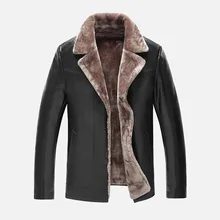 3 Color Men’s Leather Jackets Winter Thickening Warm Men Fur Clothing Single-breasted Casual Suit Collar Leather Jacket Men Coat