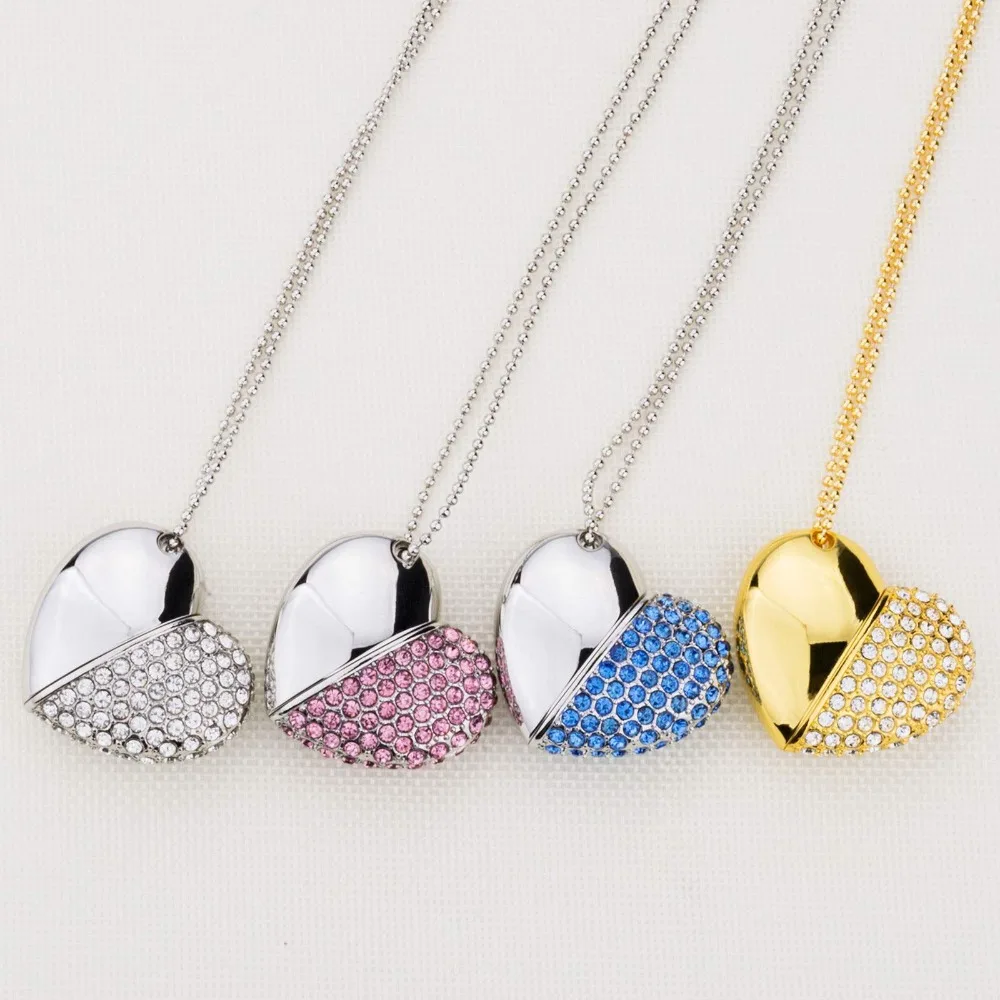 

J-boxing USB Flash Drive 16GB Crystal Heart Design Pendrives 4GB 8GB USB 2.0 Memory Stick 32GB for Computer Laptop Mac 10PCS/Lot