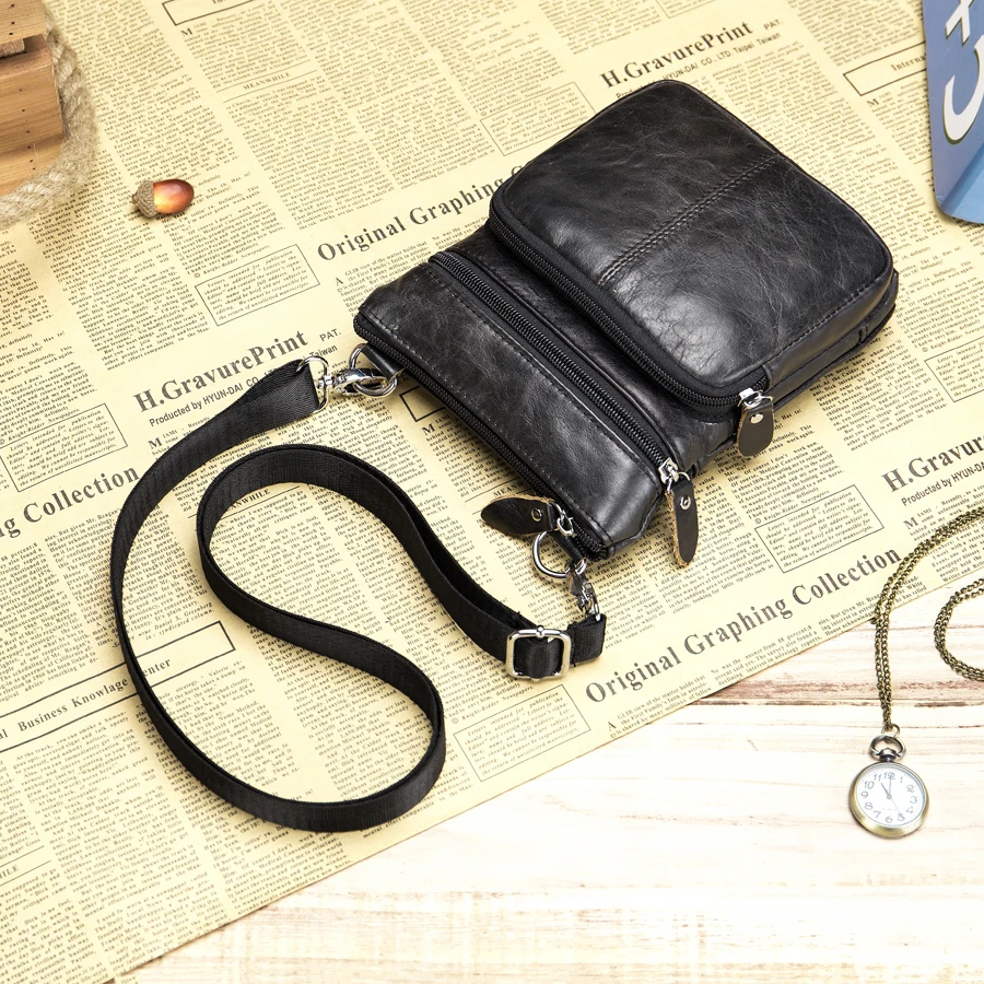 Бренд GO-LUCK, Мужская мини сумка на плечо из натуральной кожи, мужские сумки-мессенджеры из воловьей кожи, повседневный чехол-кошелек для мобильного телефона, чехол