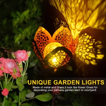 

LED Solar Garden Light Outdoor Solar Powered Lamp Christmas Decoration 2pcs Iron Fake Flower LED lights for For Home Garden Indo