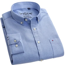 Новинка, модная оксфордская ткань, с длинным рукавом, на пуговицах, с воротником, в полоску, мужская деловая Повседневная рубашка, высокое качество, подходит для мужчин, одежда