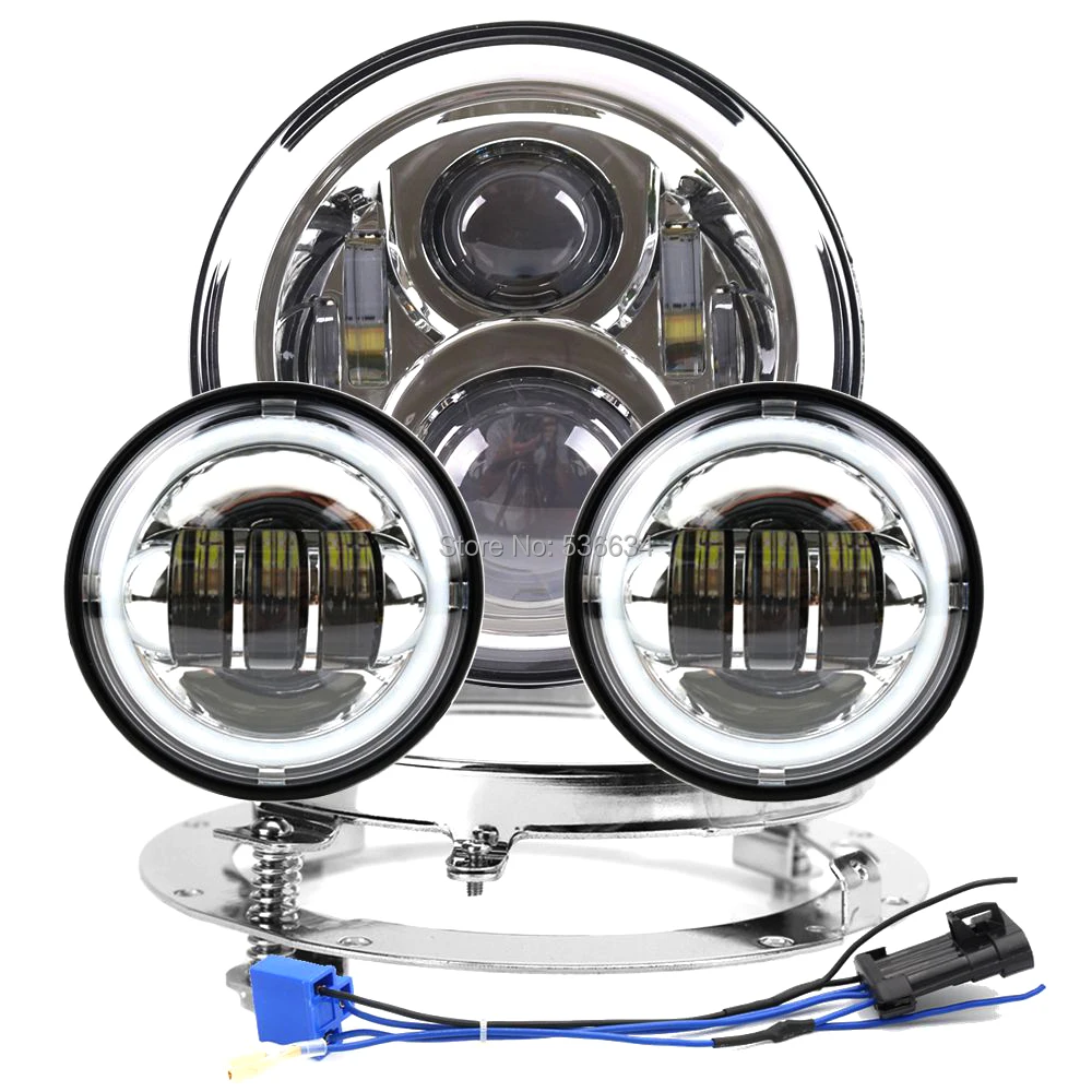 7 Inch LED Projector Headlight Hi/Low Beam DRL+7\ Mounting Bracket&4.5\ LED Auxiliary Fog Lights Halo For Electra Glide 7 Inch LED Projector Headlight Hi/Low Beam DRL+7\ Mounting Bracket&4.5\ LED Auxiliary Fog Lights Halo For Electra Glide