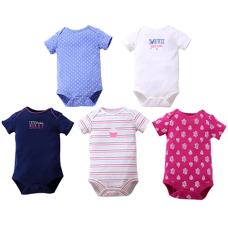 BABY BODYSUITS 5PCS 100%Cotton Infant Body Short Sleeve Clothing Jumpsuit Printed Baby Boy Girl Bodysuits Newborn Cl