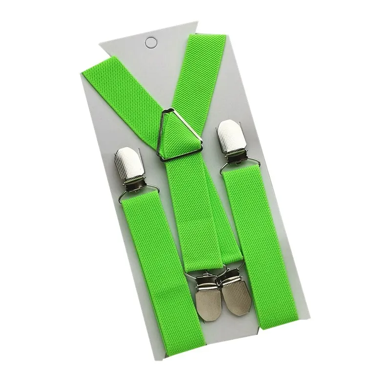 Размер S 2,5*65 см, регулируемые подтяжки для мальчика с 4 сильными клипсами на подтяжках для мальчиков и девочек - Цвет: fluo green