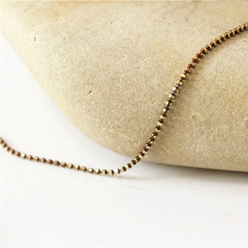 5 метров Средний коричневый мерцающий шар цепь на латуни, 1,2 мм браслет, ожерелье цепь, анти-тарниш, высокое качество Y11