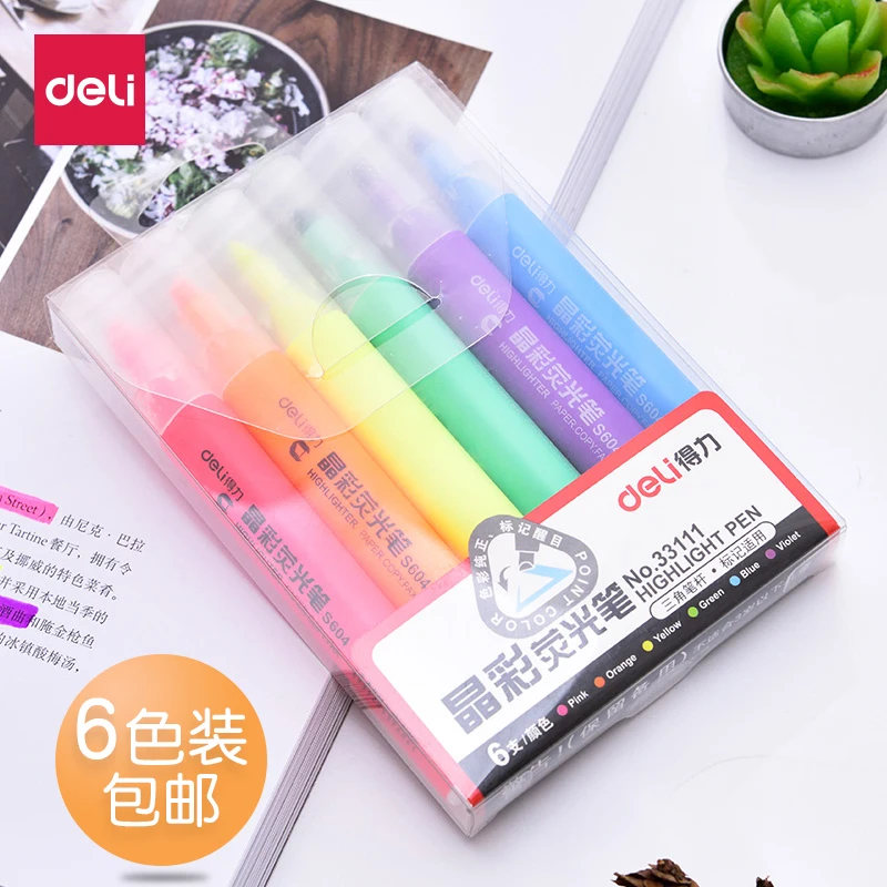

6pcs/lot Deli Highlighter Marker Pens Candy Color A Set Colorful Marker Pens for School Office Stationery Supplies