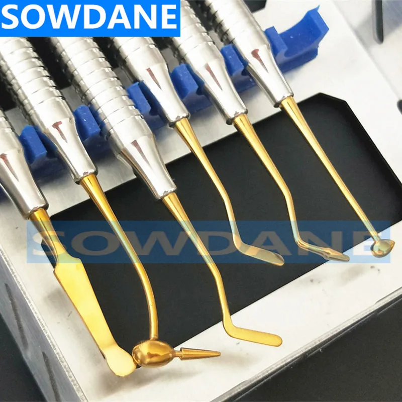 

Dental Composite Resin Filling Spatula Titanium plated Head Resin Filler Set Dental Instrument with Disinfection Box