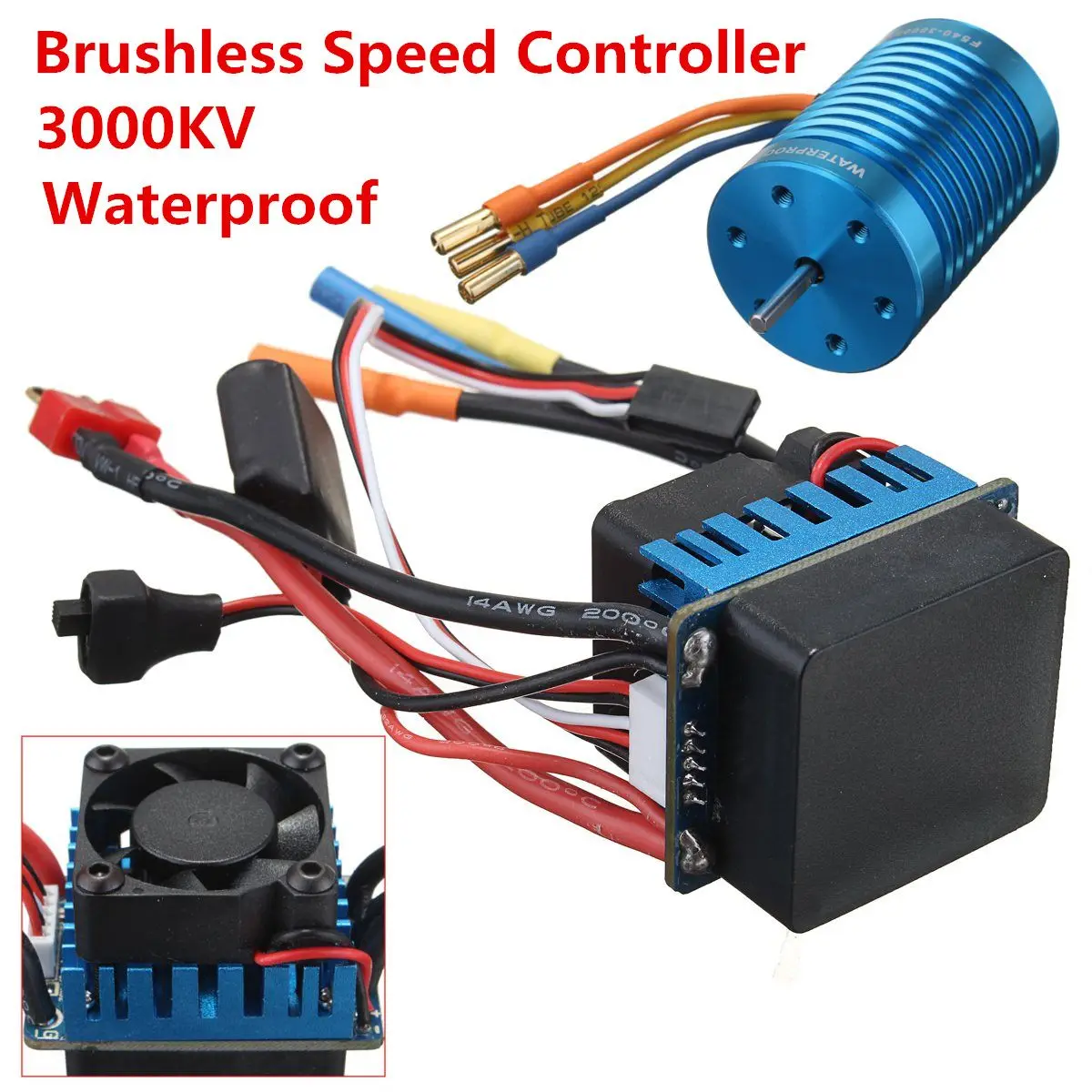 

Racing 60A ESC Speed Controller F540-3000KV Brushless Motor 13T Motor for 1/10 1/12 RC Car