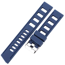 Waterproof Soft Silicone Watch Band Strap with Polished Buckle - Available in Vibrant Orange, Blue, and Black - 22mm (Blue)