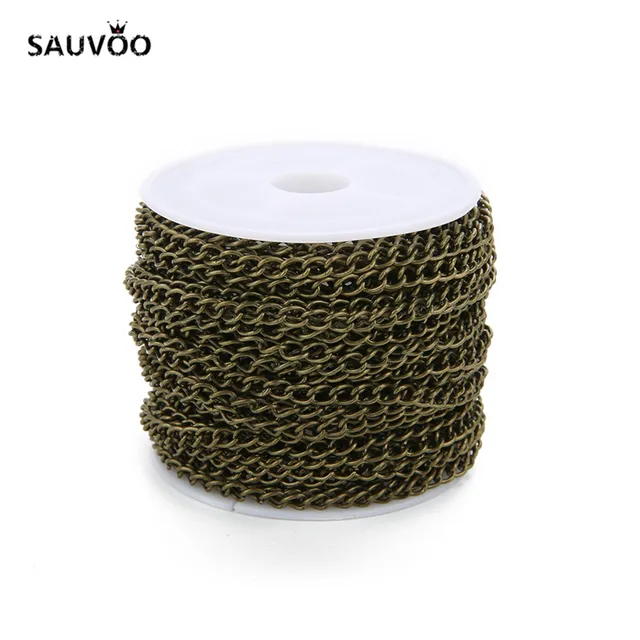 10 Yard/roll 3x4mm Black Gold Rose Gold Rolo Bulk Chain Fit DIY Women Men Chain Pendant Necklace Jewelry Making Finding Supplier antique bronze