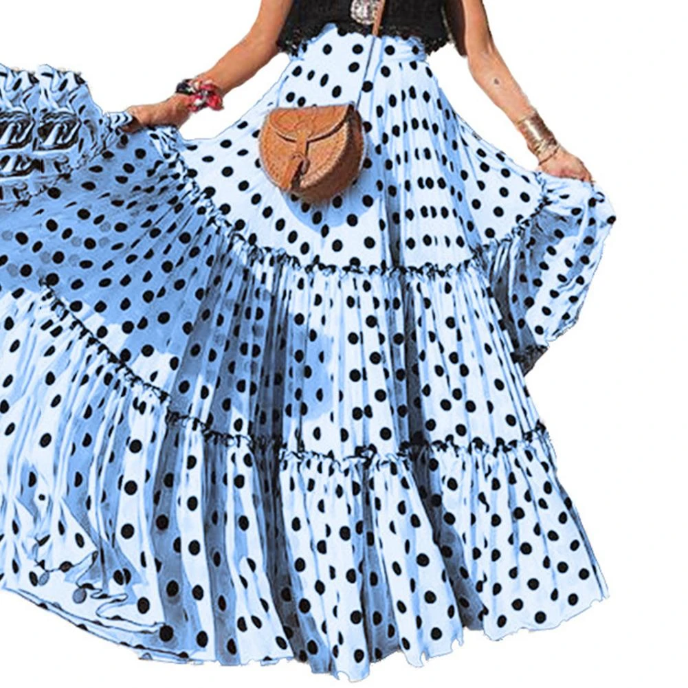 plus size polka dot maxi skirt