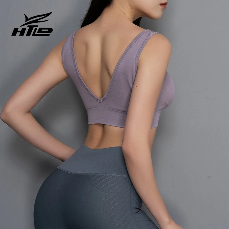 

HTLD High Impact Push Up Active Bras Women Wire Free Fitness Tank Tops Fitness Crop Tops Bralette Sexy Bras For Women Racerback