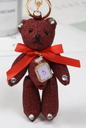 Новая мода милый в виде животного мягкая набивная Кукла Медведь брелок для сумки телефона подвесной автомобильный держатель для ключей popobe хмурый брелок подарки - Цвет: red