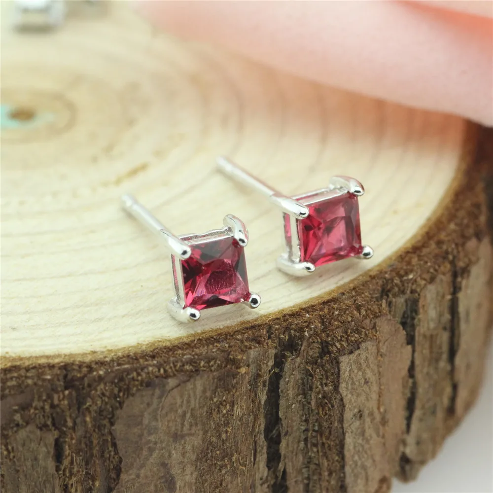 Buy 4m 925 sterling silver square zircon earrings
