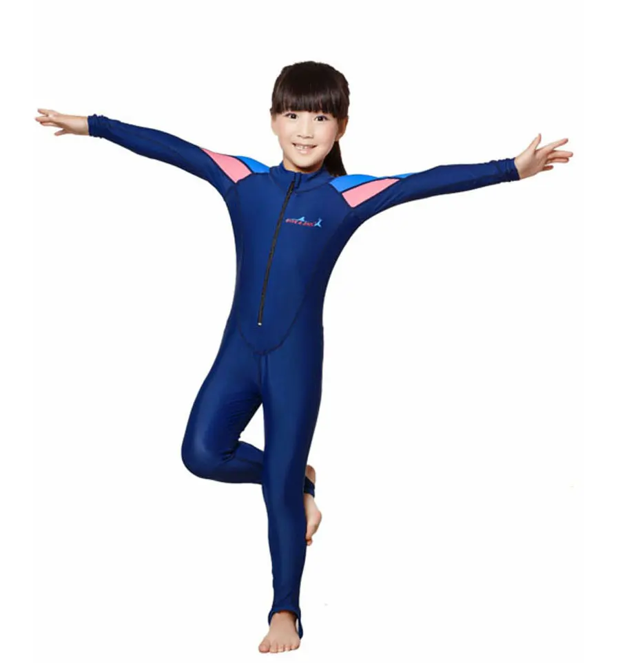 Детский купальник, Молодежный базовый комбинезон с длинными рукавами, рубашка для плавания