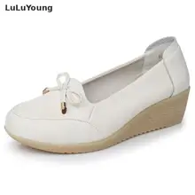 Новинка года; женская обувь из натуральной кожи; сезон весна-осень; белые туфли без застежки для медсестры; размеры 32-42