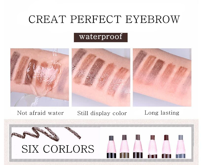 6 стилей карандаш для бровей Professional beauty eye brow pencil Long lasting waterproof brow makers women cosmetic make up tool kit