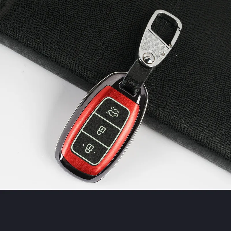 Aluminum-alloy-Luminous-Car-Key-Cover-For-Hyundai-KONA-KAUAI-2018-2019-Keys-Protection-Case-Chain (2)
