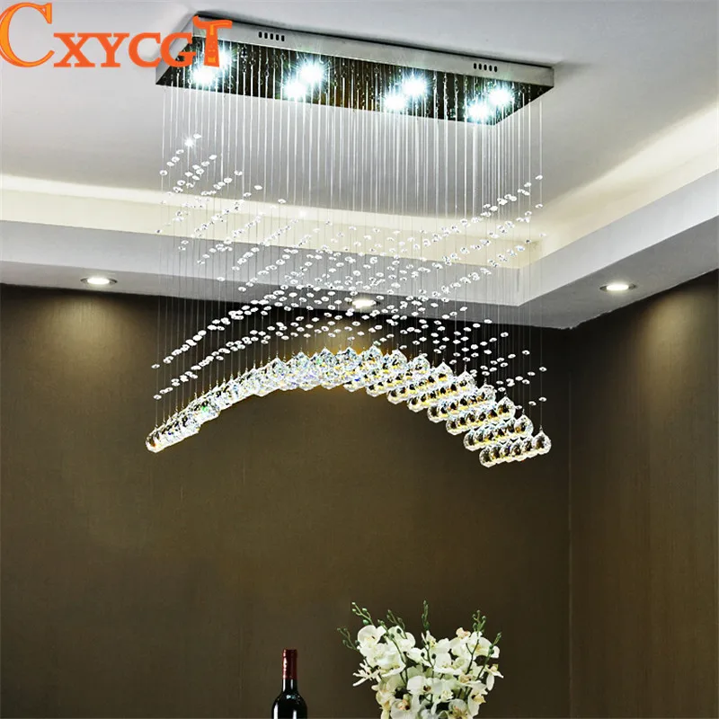 Современный кристаллический светодиодный потолочный светильник прямоугольная штора в форме волны лампа для столовой кухни фойе
