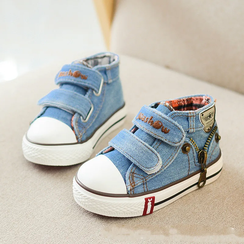 

New 2018 Spring Canvas Children Shoes Boys Sneakers Brand Kids Shoes for Girls Jeans Denim Flat Boots Baby Toddler Shoes