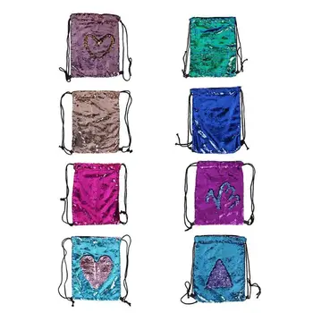 

Chic Mermaid Backpack Sports Shopping Drawstring Outdoors Sequins Bling Travel Beach Gym Shoes Sports Pack