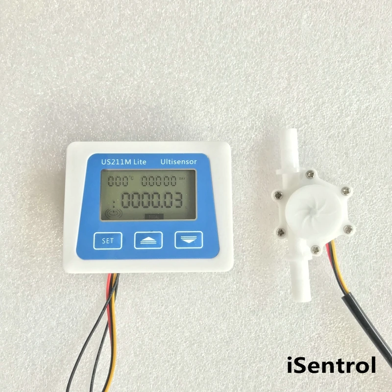 

US211M Lite USN-HS10PBL 0.3-10 Digital Flow Meter 5V Flow Reader Compatible with all our hall effect water flow sensor with