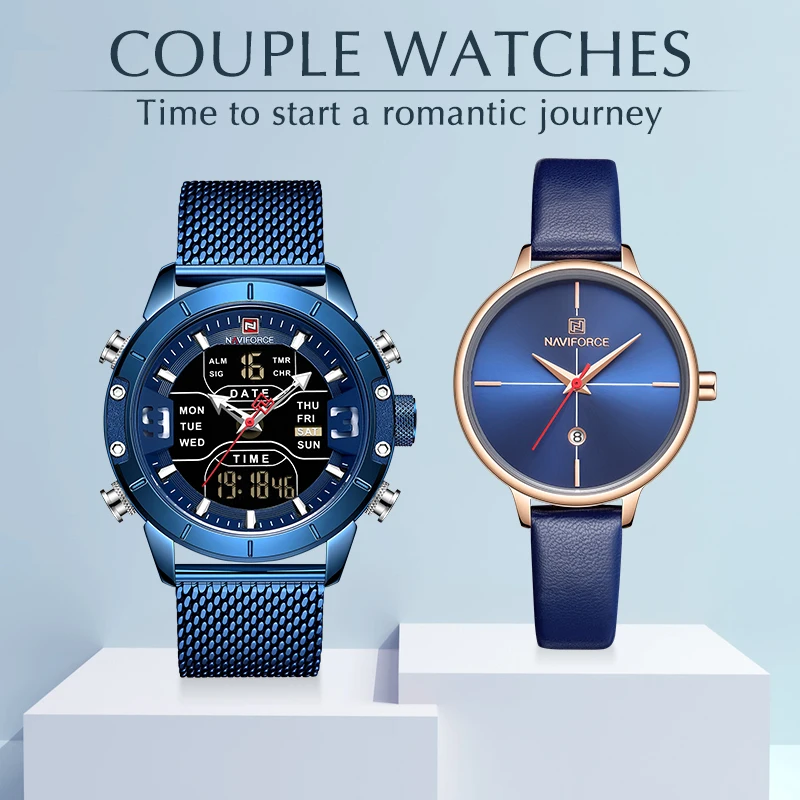 BEST SELLER  Couple Watches NAVIFORCE Top Brand Stainless Steel Quartz Wrist Watch for Men and Women Fashion Cas