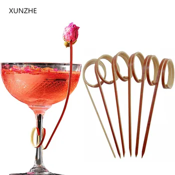 

XUNZHE New 12cm 100 pcs/bag cocktail sign Bamboo Fruits Fork Vegetable Fork Fruit Snack Dessert Forks Holder For Party