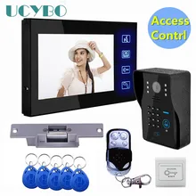 Système d'interphone vidéo avec écran LCD 7", kit de contrôle d'accès pour ouverture de porte, RFID, caméra extérieure, verrouillage de gâche électrique, télécommande sans fil
