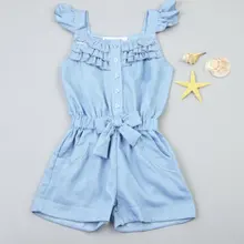 2019 Kids girls clothes Rompers Denim Blue Cotton Washed Jeans Sleeveless Bow Jumpsuits 0-5Year Fashion Children's Sets цена 2019 Kids girls clothes Rompers Denim Blue Cotton Washed Jeans Sleeveless Bow Jumpsuits 0-5Year Fashion Children's Sets цены онлайн
