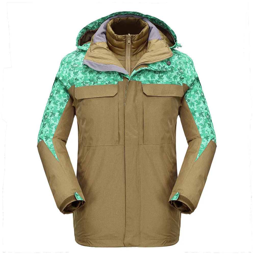 

GRAIL Men Outdoor Rain Jacket Waterproof Windproof Hiking Fishing Clothing Softshell 2 in 1 Polyfilled Lining Jacket M2097A