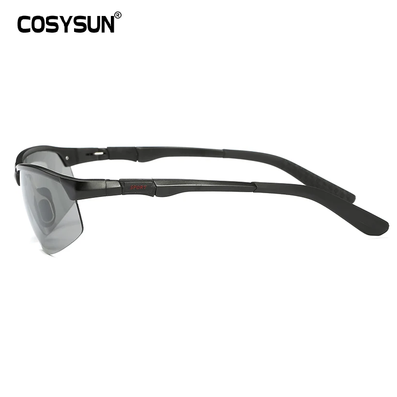 COSYSUN Brand Driving Glasses Photochromic Polarized Sunglasses Men Aluminum Sport Goggle Transparent Chameleon Glasses CS121