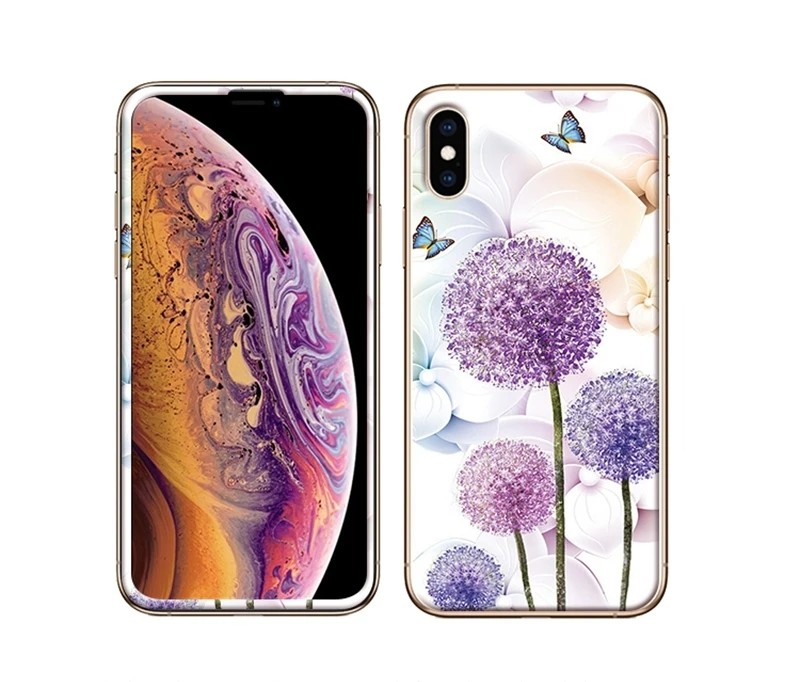 Чехол для экрана для iPhone Xs XR Xs Max X Передняя пластина из закаленного стекла+ ТПУ задняя Цветная рисунок или корпус с рисунком