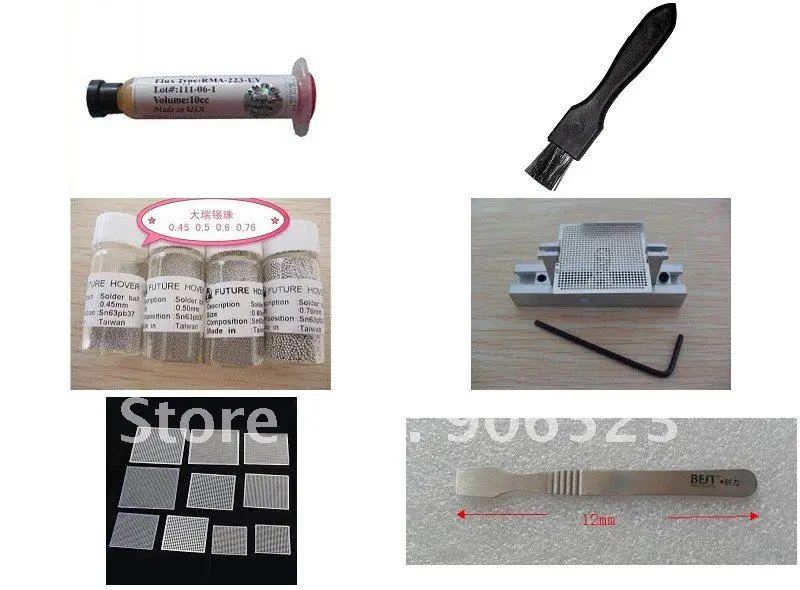 

free shipping reballing kit with completely universal stencils plugs solder ball and solder paste